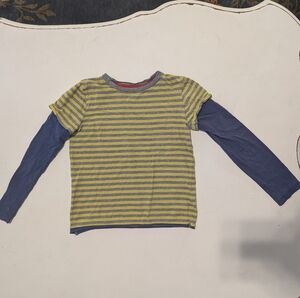 Boden Boys Size 8 Striped Mock Sleeve T-Shirt